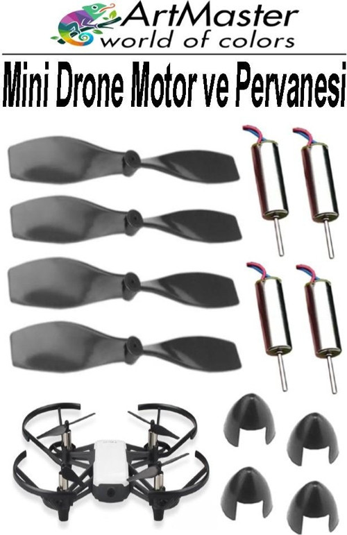 Mini Drone Motor Ve Pervanesi 4 Adet Dc Motor Yüksek Hızlı Çekirdeksiz Pervane Kanatı Helikopter Uçak Drone Deney Okul