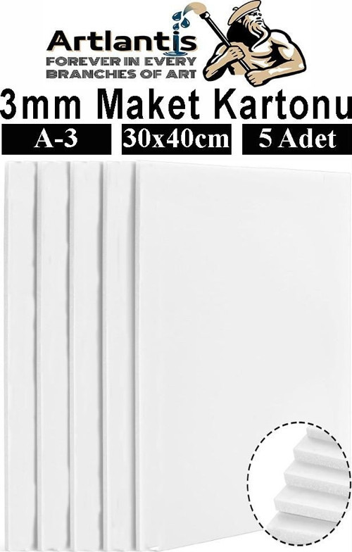 Maket Kartonu Beyaz Fotoblok 3 mm A3 30x40 cm 5 Adet Hobi Sanat Okul Köpüklü Straforlu Maket Kartonu Maket Yapımı