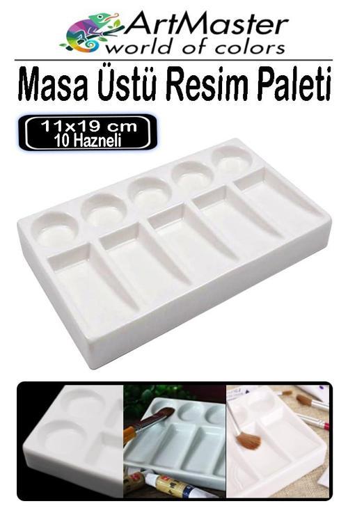 Masaüstü Resim Paleti 10 Hazneli 1 Adet 11x19 cm Boya Paleti Sanatsal Boyalar İçin MasaÜstü Palet Akrilik Boya Guaj Boya