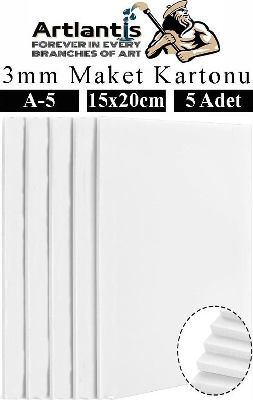 Maket Kartonu Beyaz Fotoblok 3 mm A5 15x20 cm 5 Adet Hobi Sanat Okul Köpüklü Straforlu Maket Kartonu Maket Yapımı