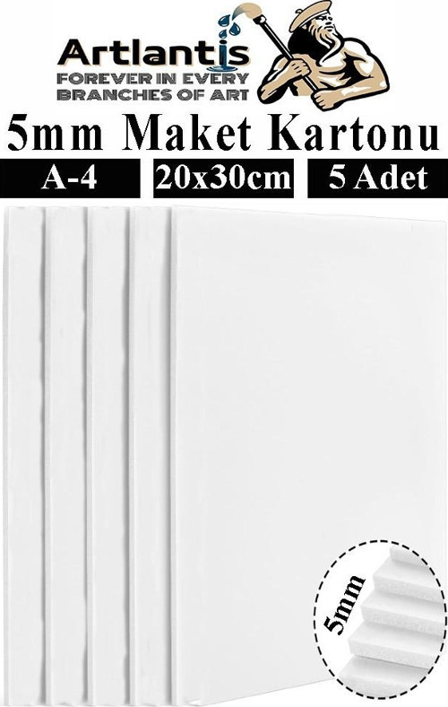 Maket Kartonu Beyaz Fotoblok 5 mm A4 20x30 cm 5 Adet Hobi Sanat Okul Köpüklü Straforlu Maket Kartonu Maket Yapımı