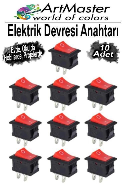 Kırmızı Siyah Elektrik Devresi Anahtarı 10 Adet On Off Açma Kapama Devre Anahtarı Aç Kapa Deney Elektirik Açma Kapama
