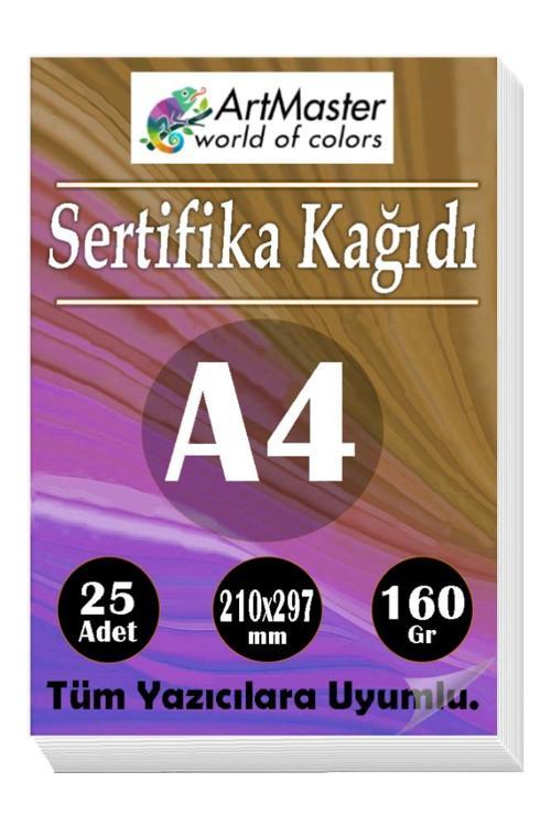 A4 Sertifika Kağıdı 25 Adet Gramajlı Fotokopi Kağıdı 160 gr Tüm Yazıcılara Uyumlu 21x29.7 cm Kalın Baskı Kağıdı Kalın