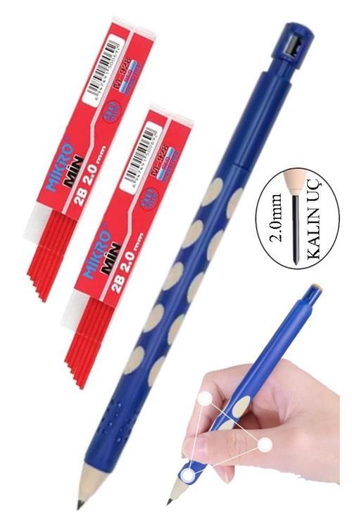 Kalın Uçlu Versatil Kalem 2.0 mm Mavi 1 Adet ve 2.0 Mm Kalın Uç Kırmızı 2 Adet Kalın Uçlu Mekanik Kalem