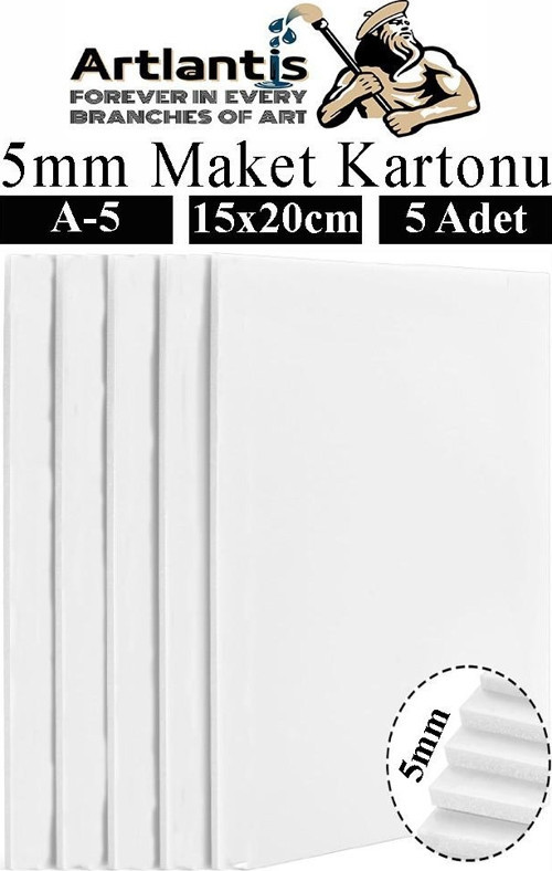 Maket Kartonu Beyaz Fotoblok 5 mm A5 15x20 cm 5 Adet Hobi Sanat Okul Köpüklü Straforlu Maket Kartonu Maket Yapımı