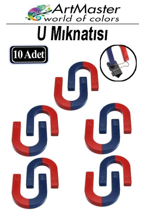 U Şekilli Mıknatıs 10 Adet Deney Malzemesi Kırmızı Mavi Boyalı Mıknatıs Okul Projeleri İçin U Şekilli At Nalı Mıknatıs 