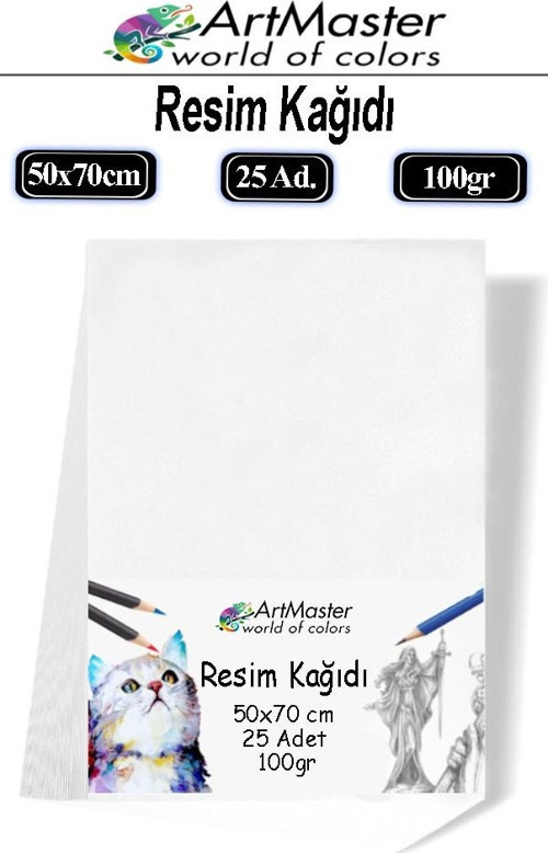 Resim Kağıdı 50X70 25 Li Paket 100 gr 1 Paket 50*70 Resim Kartonu Kuru Boya Pastel Boya Guaj Boya Sulu Boya Resim Sanat