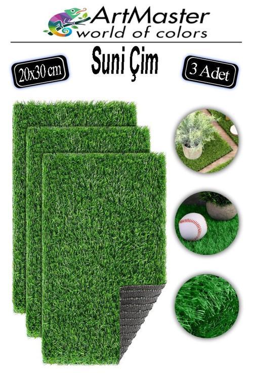 Yapay Çim 20x30 cm 3 Adet A4 Boyutunda Dekoratif Maket Çim Yapay Çim Halı Teraryum Suni Çim 