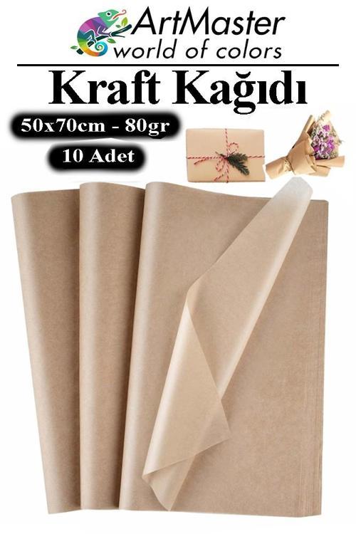Kraft Kağıdı 50x70 cm 10 Adet 80 Gr Hediye Paketleme Kagıdı Çeyiz Kaplama Kağıt Saman Kağıt Çizim Kağıdı