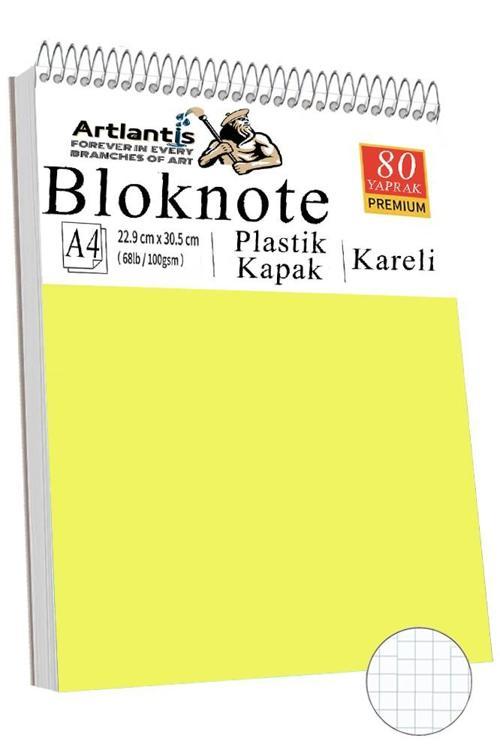 Telli Masaüstü Not Defteri Kareli A4 1 Adet Masa Üstü Plastik Kapaklı Spiralli Bloknot Blocknote 80 Yaprak Okul Ofis