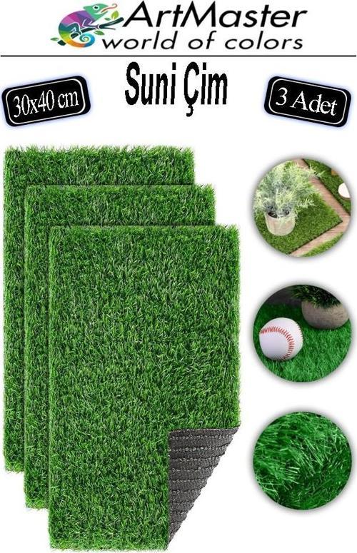 Yapay Çim 30x40 cm 3 Adet A3 Boyutunda Dekoratif Maket Çim Yapay Çim Halı Teraryum Suni Çim