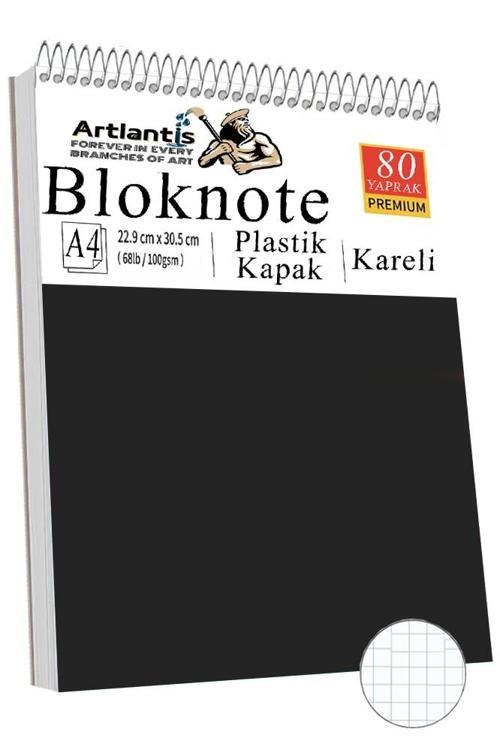 Telli Masaüstü Not Defteri Kareli A4 1 Adet Masa Üstü Plastik Kapaklı Spiralli Bloknot Blocknote 80 Yaprak Okul Ofis