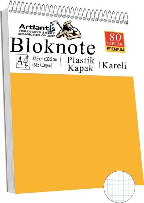 Telli Masaüstü Not Defteri Kareli A4 1 Adet Masa Üstü Plastik Kapaklı Spiralli Bloknot Blocknote 80 Yaprak Okul Ofis