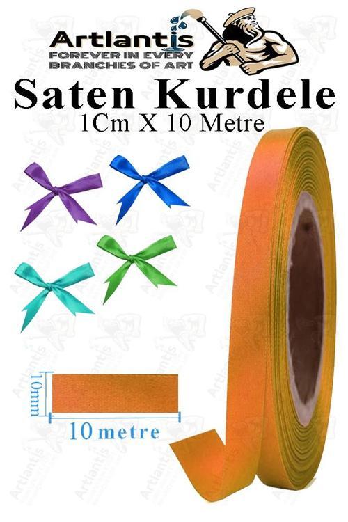 Kurdele Saten 1 Cm 10 Metre 1 Adet Saten Kurdela Parlak Hediye ve Süsleme Şeridi Süs Paketleme Çiçek Saç El Sanatı