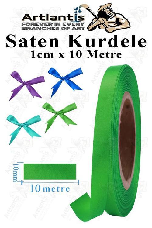 Kurdele Saten 1 Cm 10 Metre 1 Adet Saten Kurdela Parlak Hediye ve Süsleme Şeridi Süs Paketleme Çiçek Saç El Sanatı
