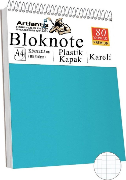 Telli Masaüstü Not Defteri Kareli A4 1 Adet Masa Üstü Plastik Kapaklı Spiralli Bloknot Blocknote 80 Yaprak Okul Ofis