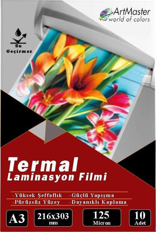 A3 Parlak Laminasyon Filmi 10 Lu 1 Paket 125 Mikron Pvc Kaplama Laminasyon Kaplama Poşeti 10 Adet