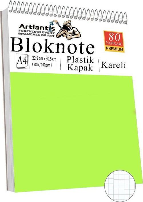 Telli Masaüstü Not Defteri Kareli A4 1 Adet Masa Üstü Plastik Kapaklı Spiralli Bloknot Blocknote 80 Yaprak Okul Ofis