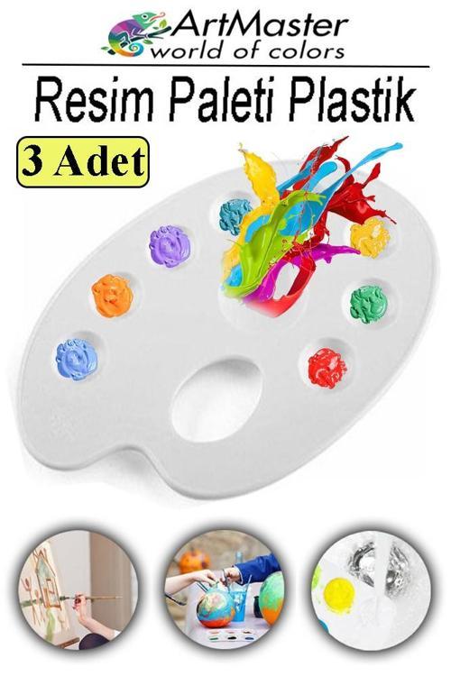 Resim Paleti 3 Adet Plastik Boyama Paleti Godeli Ressam Paleti Akrilik Boya Guaj Boya Suluboya Resim Yapma Boya Paleti