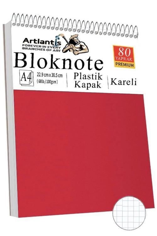 Telli Masaüstü Not Defteri Kareli A4 1 Adet Masa Üstü Plastik Kapaklı Spiralli Bloknot Blocknote 80 Yaprak Okul Ofis