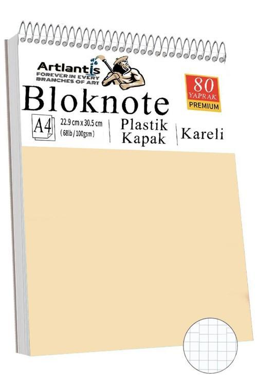Telli Masaüstü Not Defteri Kareli A4 1 Adet Masa Üstü Plastik Kapaklı Spiralli Bloknot Blocknote 80 Yaprak Okul Ofis