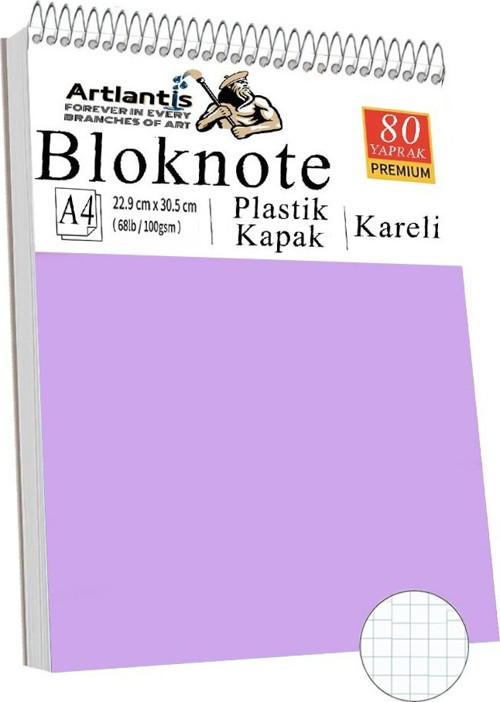 Telli Masaüstü Not Defteri Kareli A4 1 Adet Masa Üstü Plastik Kapaklı Spiralli Bloknot Blocknote 80 Yaprak Okul Ofis