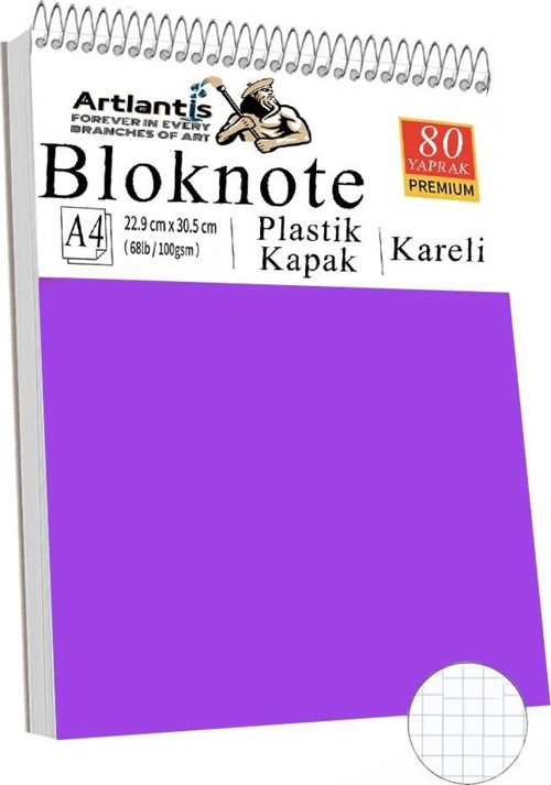 Telli Masaüstü Not Defteri Kareli A4 1 Adet Masa Üstü Plastik Kapaklı Spiralli Bloknot Blocknote 80 Yaprak Okul Ofis