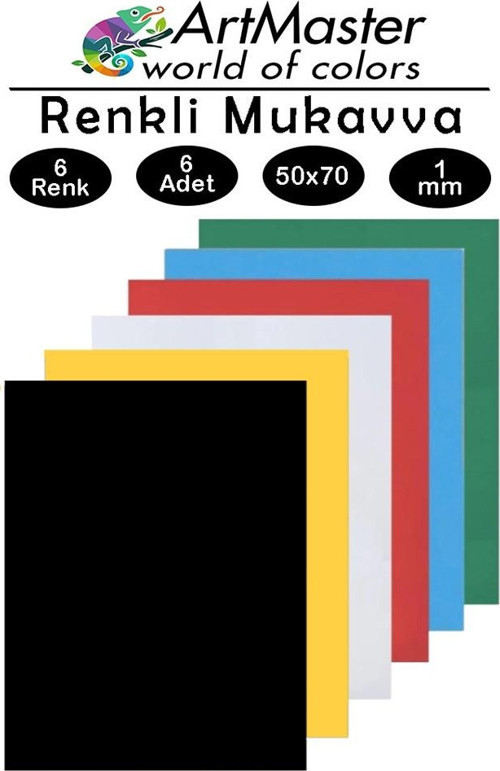 Renkli Mukavva 50x70 cm 6 Renk 1 Paket Renkli Sert Karton 1.0 mm Anasınıfı Hobi Etkinlik Okul Öncesi Proje