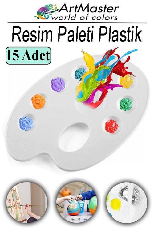 Resim Paleti 15 Adet Plastik Boyama Paleti Godeli Ressam Paleti Akrilik Boya Guaj Boya Suluboya Resim Yapma Boya Paleti