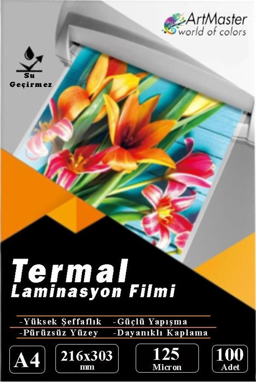 A4 Parlak Laminasyon Filmi 100 Lü 1 Paket 125 Mikron Pvc Kaplama Laminasyon Kaplama Poşeti 100 Adet