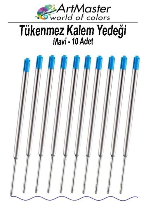 Tükenmez Kalem Yedeği Mavi 10 Adet Metal Tükenmez Kalem İçi Mavi Yedek Tükenmez Ofis Jel Kalem İçi Kalem İçi Okul