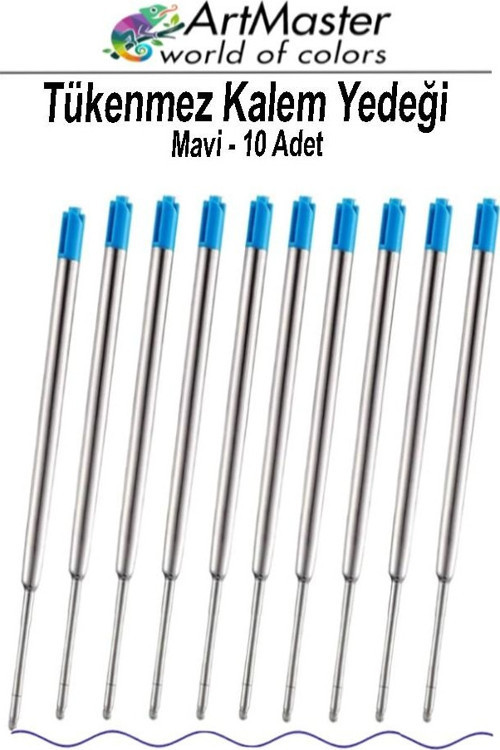 Tükenmez Kalem Yedeği Mavi 10 Adet Metal Tükenmez Kalem İçi Mavi Yedek Tükenmez Ofis Jel Kalem İçi Kalem İçi Okul