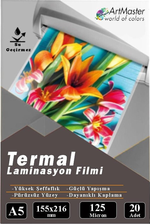 A5 Parlak Laminasyon Filmi 20 Li 1 Paket 125 Mikron Pvc Kaplama Laminasyon Kaplama Poşeti 20 Adet