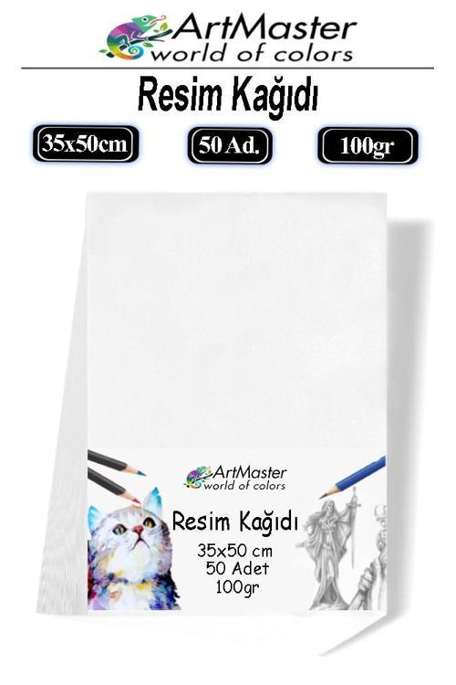 Resim Kağıdı 35X50 50 Li Paket 100 gr 1 Paket 35*50 Resim Kartonu Kuru Boya Pastel Boya Guaj Boya Sulu Boya Resim Sanatı
