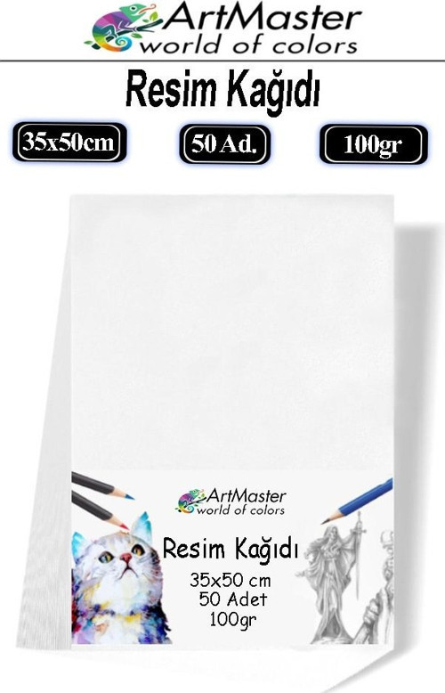 Resim Kağıdı 35X50 50 Li Paket 100 gr 1 Paket 35*50 Resim Kartonu Kuru Boya Pastel Boya Guaj Boya Sulu Boya Resim Sanatı