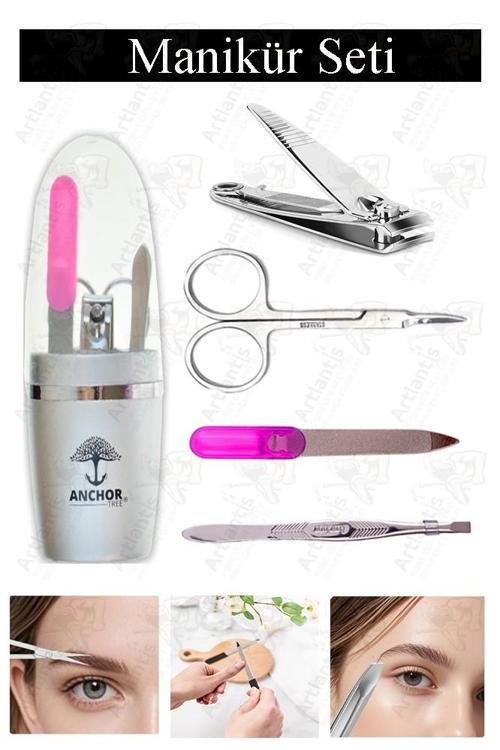 Manikür Seti 4 lü 1 Paket Çelik Tırnak Makası Törpü Cımbız Et Makası Tırnak Bakım Seti El Ayak Bakım Seti Paslanmaz