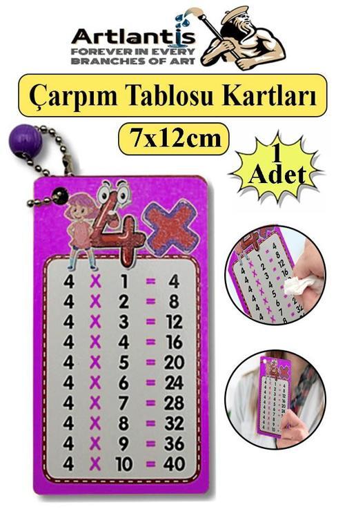Zincirli Çarpım Tablosu 1 Adet 7x12 cm Büyük Cep Zircirli Çarpım Tablosu Yaz Sil Özellikli Çarpım Tablosu Kartları Karne