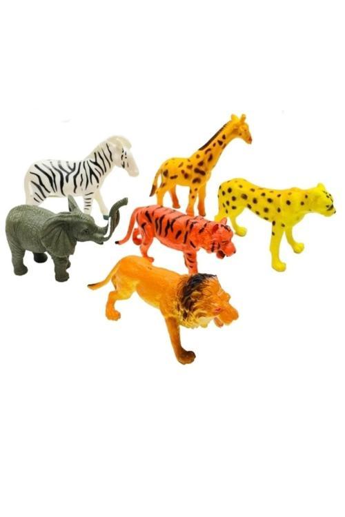 Oyuncak Hayvan Seti 10 Cm Vahşi Hayvanlar Aslan Kaplan Zürafa Fil 6 Parça Oyuncak Hayvan