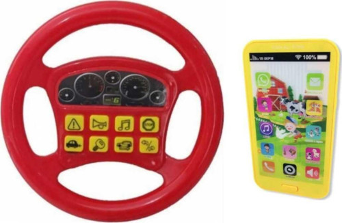 2 Li Set Oyuncak Telefon Ve Direksiyon Pilli Oyuncak Cep Telefonu Oyuncak Direksiyon Krmzı