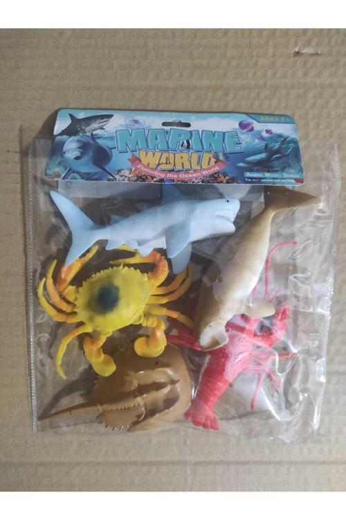 Hayvan Seti 5 Pcs Balık Yengeç Ahtapot Deniz Hayvanları 13 Cm Figür Oyuncaklar