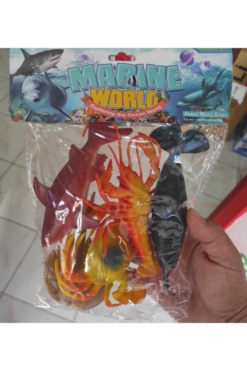 Oyuncak Hayvanlar Deniz Hayvanları Balık Yengeç Fok 11Cm 5 Pcs Hayvan Seti