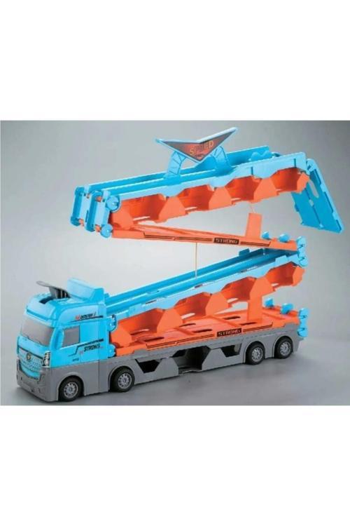 Yarış Pisti Özellikli Araç Taşıyıcı Oyuncak Tır 2 Metre Uzunluk Araç Fırlatma Özellikli