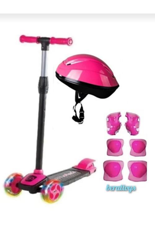 Işıklı Scooter 3 Tekerlekli Kask Dizlik Set Twist Scooter Koruyu Ful Set Çocuk Scooter