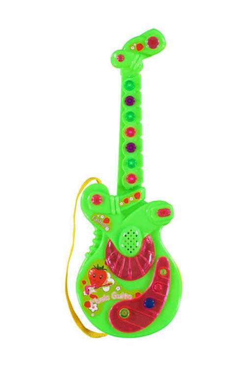 Pilli Işıklı Türkçe Müzikli Gitar 4 Farklı Müzik Ve Notalar 35 Cm