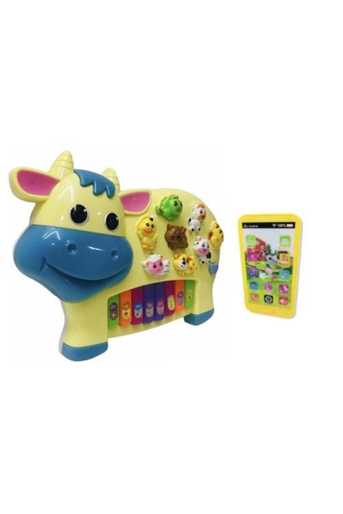 Türkçe Müzikli Işıklı Hayvan Sesli Piyano Ve Işıklı Sesli Oyuncak Cep Telefonu