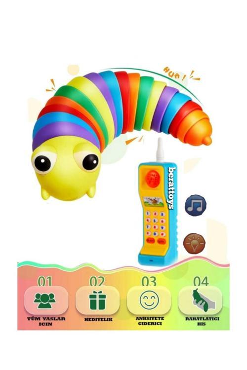 Oyuncak Telefon & Sök Tak Tırtıl Eğitici Oyuncaklar Sesli Işıklı Telefon Oyuncak Tırtıl