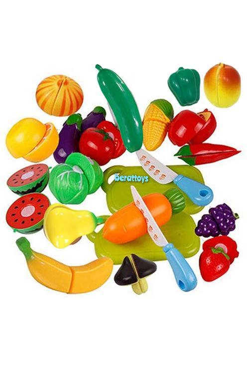40 Pcs Kesilen Meyve Sebze Oyuncak Meyve Kesilebilen Meyve Sebze Kesme Meyve Evcilik Oyunu