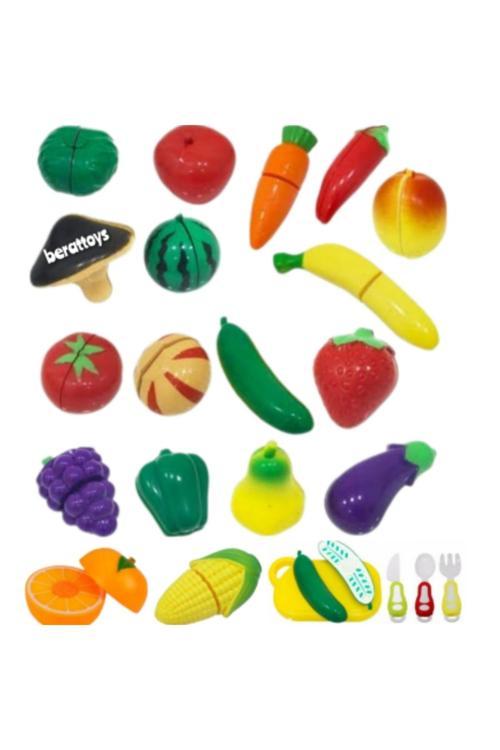 40 Pcs Kesilen Meyve Sebze Oyuncak Meyve Kesilebilir Meyve Sebze Kesme Meyve Mutfak Seti