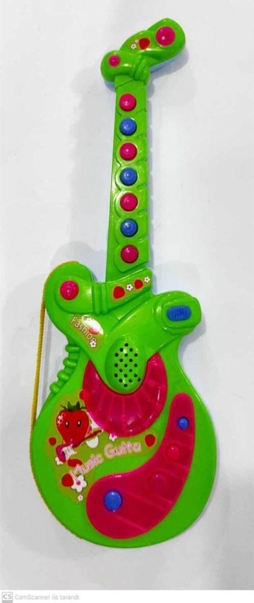 Pilli Işıklı Türkçe Müzikli Gitar 4 Farklı Müzik Ve Notalar 35 Cm