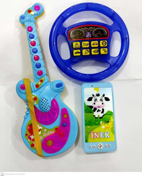 Eğitici Set Türçe Müzikli Gitar Işıklı Müzikli Telefon Türkce Sesli Direksiyon